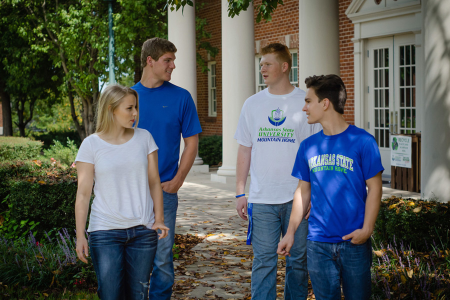 Arkansas State University - Mountain Home Students walking around campus.