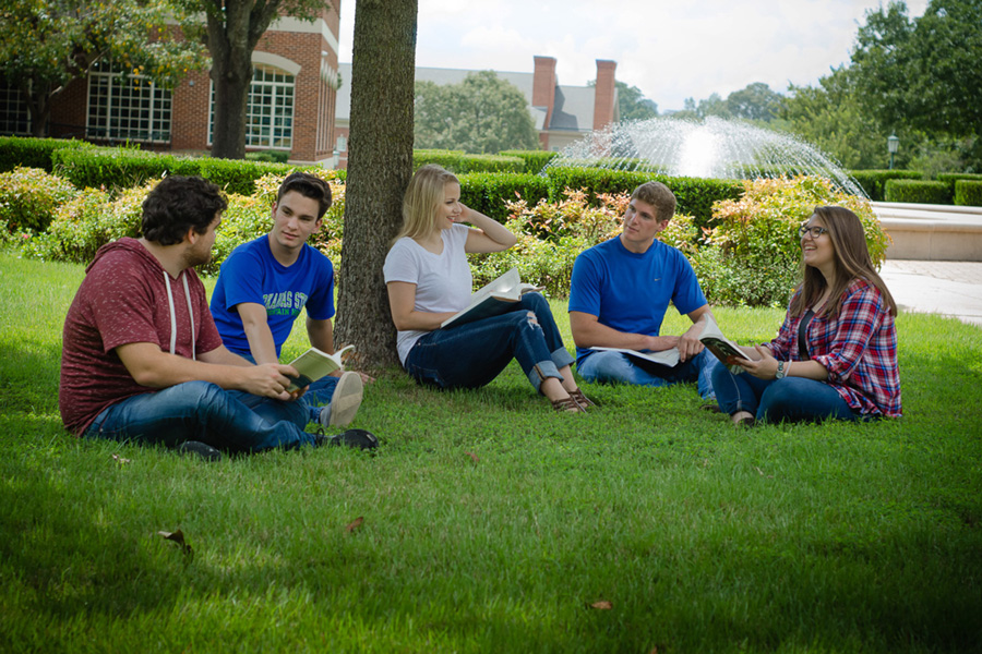 Arkansas State University - Mountain Home Students enjoying a break on campus.